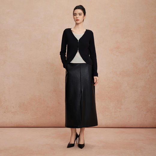 QG63025新款假两件上衣含羊毛撞色内搭拉链外套百搭时尚减龄针织衫 商品图8