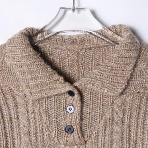 9925SDSA男士秋冬新款痞帅男装复古纽花polo领针织衫慵懒风百搭毛衣 商品图2