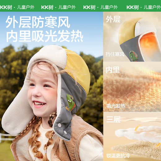 KK树宝宝帽子秋冬男童女孩雷锋帽保暖儿童护耳帽抗静电户外防风小飞侠抱耳帽 商品图2