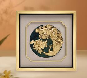 【彼达思】精装新款事事如意 富贵吉祥 金箔画绿底金框轻奢商务送礼家家居摆件挂件