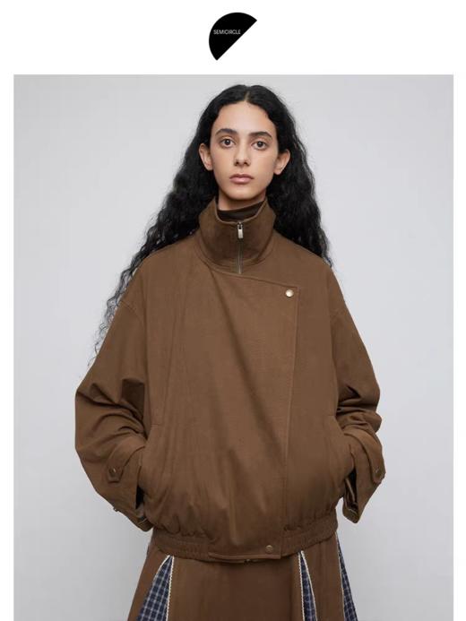 半圆/Q5521770/立领长袖麂皮外套 商品图3