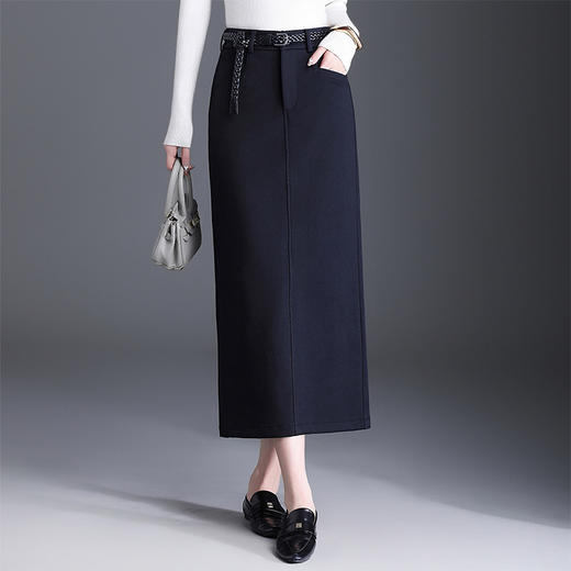 QYM 776-Y直筒半身裙包臀裙气质开衩中长款一步裙 商品图0