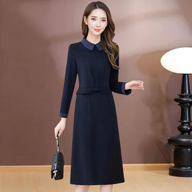 QYM SDB20-Y假两件连衣裙简约时尚中长款拼接裙