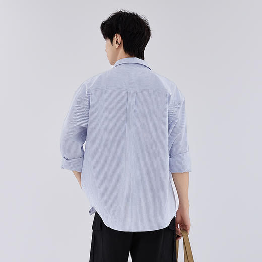 【新品上新】HX 春秋季翻领长袖衬衫纯棉S103533135101 商品图4