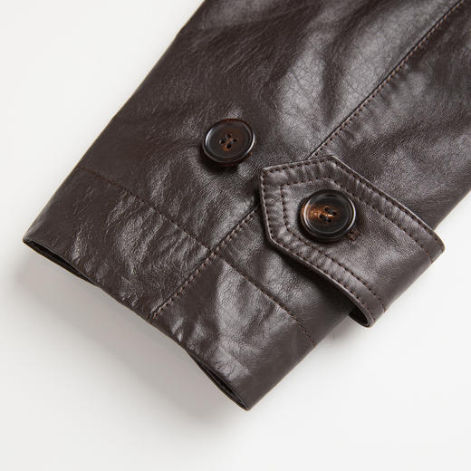 ROMI STUDIO“棕标系列”进口小牛皮轻蜡肌理感皮大衣 RWCAS85168 商品图2