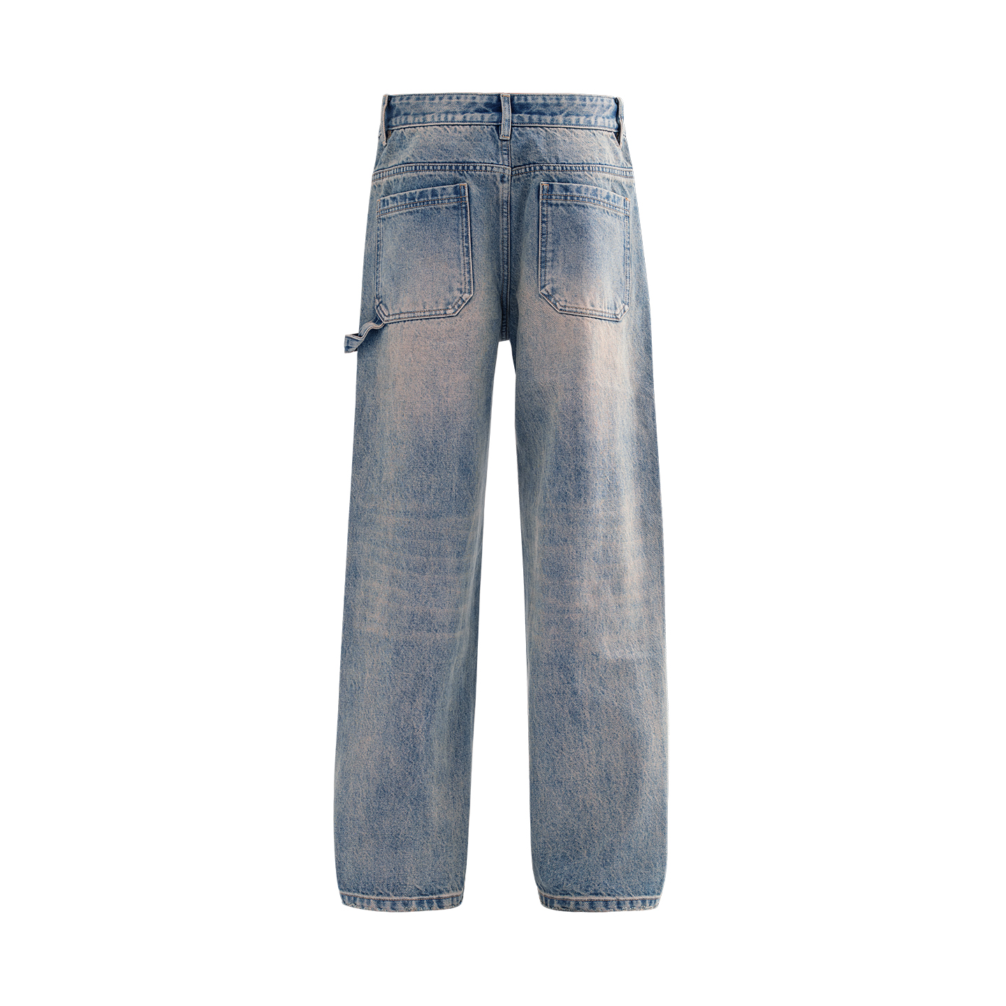 REDCHARCOAL 红炭蓝色直筒伐木牛仔裤男春新款美式休闲裤宽松裤子