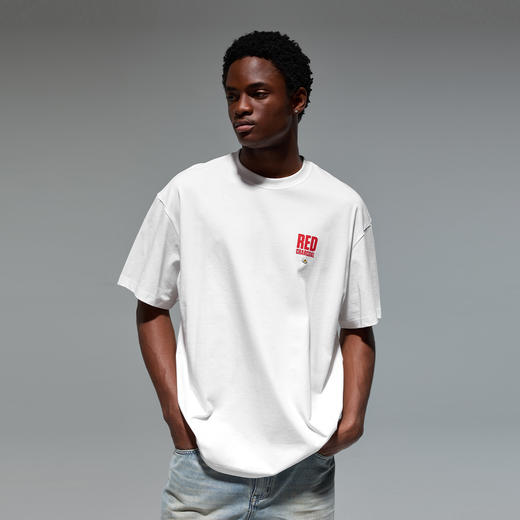 REDCHARCOAL红炭白色速干印花短袖T恤男夏季潮牌宽松情侣男士半袖 商品图1