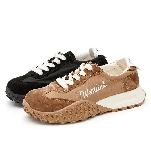 西遇厚底德训鞋女新款秋季复古芭蕾风休闲鞋黑色软底运动鞋子V1857137 商品图4