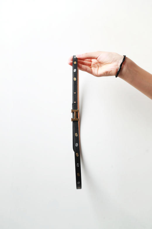 小牛皮+金属扣，四色一起。窄边双面明线衍缝牛皮腰带皮带C091566 商品图4