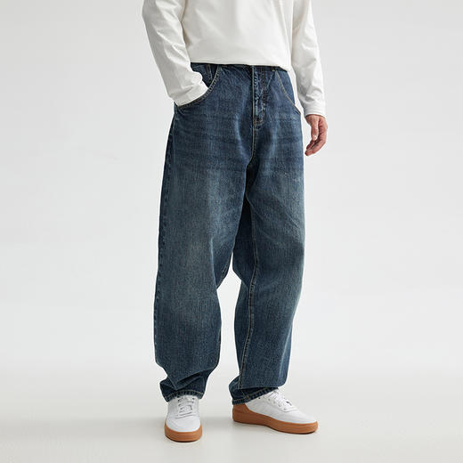 REDCHARCOAL 红炭美式水洗阔腿牛仔裤男宽松直筒裤男士裤子休闲裤 商品图0