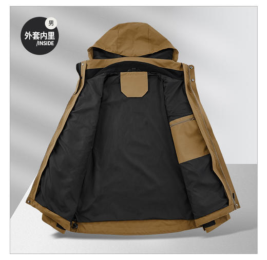 户外达人款 情侣三合一户外冲锋衣石墨烯发热面料聚酰亚胺棉内胆双重锁温 男女款保暖两件套BS23061A-T 商品图6