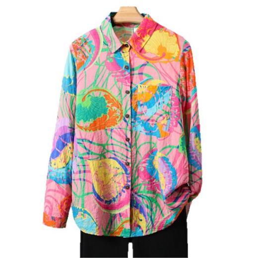 雀说新款文艺宽松大码显瘦长袖洋气彩色衬衫上衣AL3600 商品图4