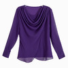 KQLA48N50072设计感荡领雪纺衫长袖上衣女2025秋装新款紫色打底衫上衣套头小衫 商品缩略图4