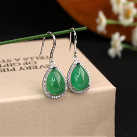丁摩 s925银耳环女士气质水滴形玉髓玛瑙耳坠耳饰5ZF-9152