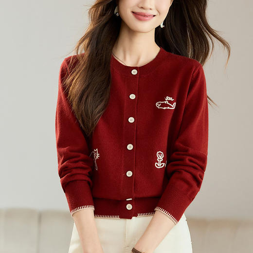 时尚漂亮减龄胖mm毛衣开衫，宽松大码针织外套CC-17-2644 商品图2