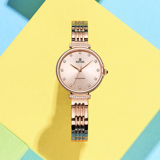 依波表EBOHR手表INS风女士官方正品钢带石英表女表小巧小表盘5657 商品图3