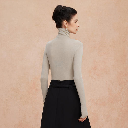 QG632斯尔丽25秋季新款超细纱支高领打底百搭细腻柔软贴身长袖针织衫 商品图3