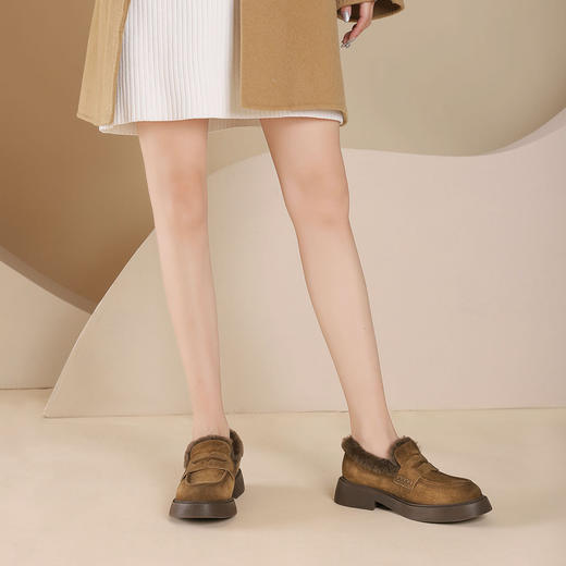 westory2024年秋冬新款休闲风厚底平跟舒适百搭毛毛鞋休闲鞋W24DM8502120Z 商品图8