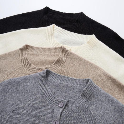 【100绵羊毛】罗蒙秋冬女士圆领开衫羊毛衫上衣外搭长袖针织衫配裙子毛衣外套女 商品图4