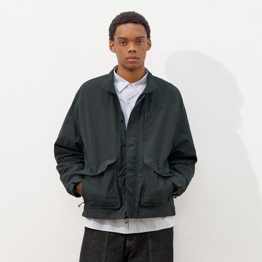 714street潮牌波浪皱感立领夹克男2025秋季落肩宽松防水工装外套 商品图1