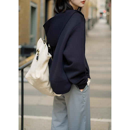 丁摩 空气层拉链套头假两件连帽卫衣女时尚休闲新款5ZF-7131 商品图3