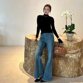 高端宋轶同款赛琳汉麻喇叭裤牛仔裤091508