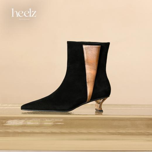 heelz设计师手工鞋履 ｜折蝶靴-折纸艺术羊翻毛皮时装短靴4.5公分 商品图0