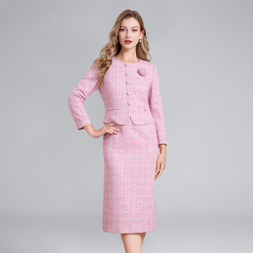 「高货deo」全新升级【铂金会员404/天猫549/差价145】(02234)洛诗琳高级感优雅小香风连衣裙2025秋季假两件显瘦裙子 商品图2