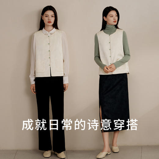 金三塔丝绵马甲女100%桑蚕丝填充新中式蝴蝶提花丝绵背心绵袄秋冬  YSFFD703 商品图2