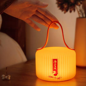 中国风手提灯笼小夜灯 中秋节新中式礼物充电硅胶拍拍卧室床头灯伴睡氛围灯
