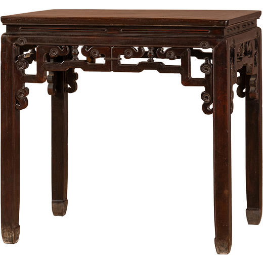 清	红木束腰马蹄腿拐子云纹半桌 商品图5