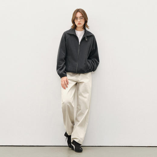 714street奥粒绒撞色卫衣开衫男2025秋冬微宽松落肩翻领夹克外套 商品图3