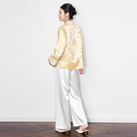 「高货wl」全新升级【铂金会员339/天猫459/差价120】(93717)洛诗琳瑞彩琼纹金线提花外套2025秋季国风两面穿上衣女 商品图2