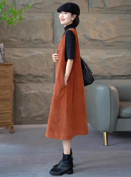 宽松遮肚高级感，灯芯绒背心裙套装LJX-875 商品图2