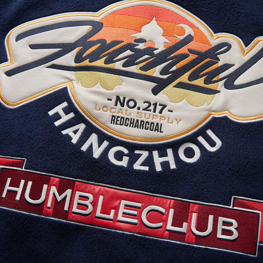 REDCHARCOAL 红炭棒球服夹克外套男秋冬重工刺绣美式潮牌宽松棉服 商品图4