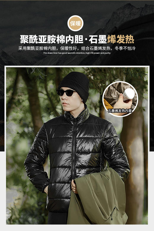 户外达人款 情侣三合一户外冲锋衣石墨烯发热面料聚酰亚胺棉内胆双重锁温 男女款保暖两件套BS23061A-T 商品图2