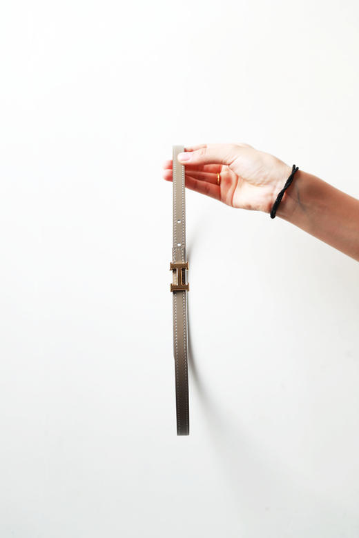 小牛皮+金属扣，四色一起。窄边双面明线衍缝牛皮腰带皮带C091566 商品图8