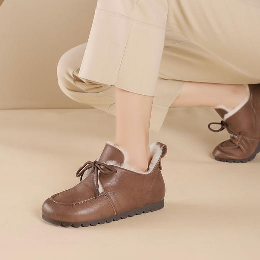 westory2024年秋冬新款休闲风厚底平跟舒适百搭毛毛鞋休闲板鞋W24DM85011 商品图6