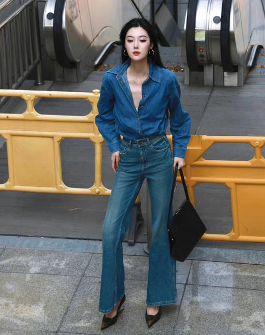 高端宋轶同款赛琳汉麻喇叭裤牛仔裤091508 商品图4