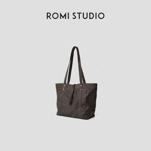 ROMI STUDIO 首饰袋 水染头层牛皮手工铜钉单肩托特包RWCAP05947 商品图1