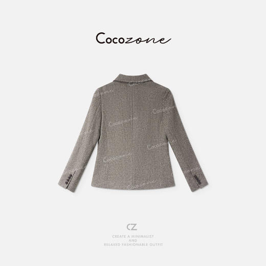 刘一一“人字纹西服”羊毛亚麻混纺双排扣外套 CD2A1653 商品图1