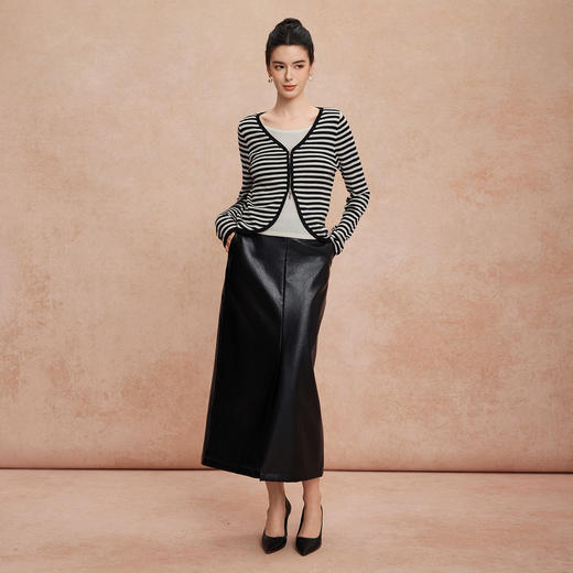 QG631斯尔丽25新款假两件上衣含羊毛撞色内搭拉链外套百搭时尚针织衫 商品图3