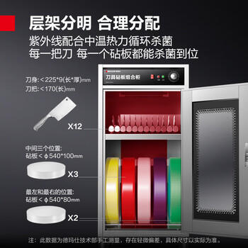 德玛仕（DEMASHI）刀具消毒柜 商用砧板厨房菜墩刀具消毒一体机 刀架刀柜带锁紫外线消毒柜DMS12D-5J双锁设计220V /家用电器 /商用电器 /商用消毒柜 商品图3