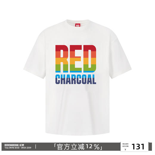 REDCHARCOAL 红炭凉感渐变印花短袖T恤男潮牌夏宽松防晒速干半袖 商品图0