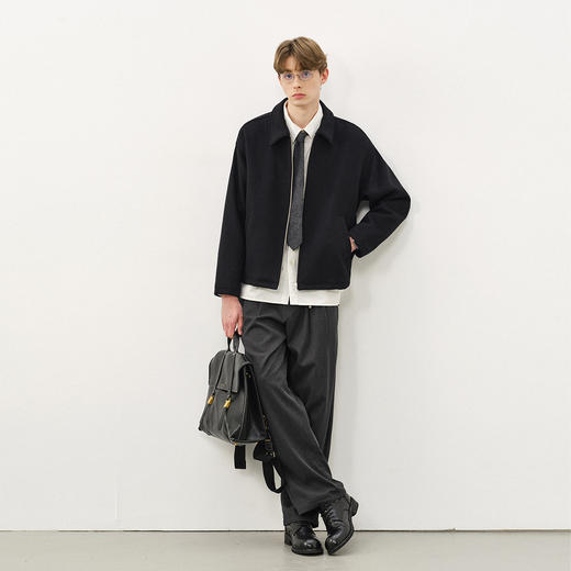 714street老钱风穿搭羊毛混纺翻领夹克 2025秋冬款廓形毛呢外套男 商品图2