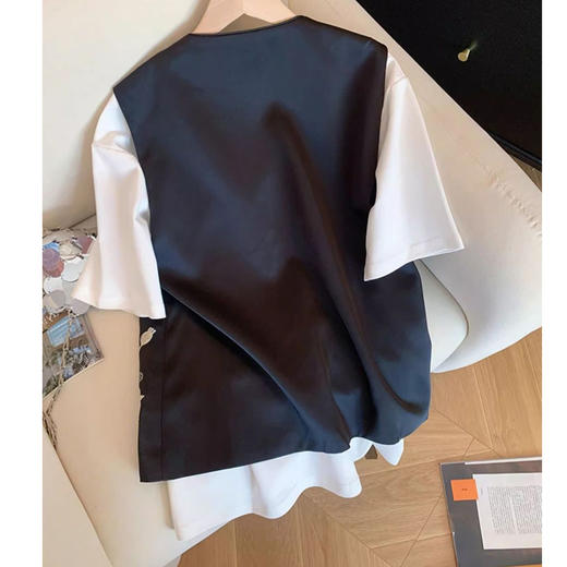 丁摩 新中式金丝刺绣醋酸缎面马甲女春秋国风高端气质坎肩背心5ZF-9153 商品图2