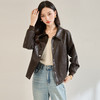 「高货sh」全新升级【铂金会员339/天猫459/差价120】(14958)洛诗琳新款金属丝pu皮衣2025秋季气质翻领显瘦夹克短外套 商品缩略图1