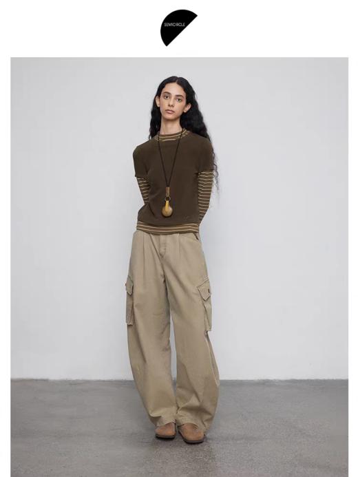 半圆/Q5127799/假两件修身圆领长袖t恤 商品图1