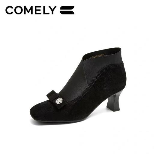 【云粉节】BF楼高跟裸靴女2025冬季新款通勤弹力靴时尚洋气小短靴KMD58852  吊牌价1380 活动价799 商品图2