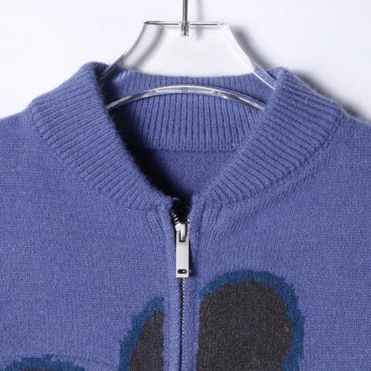 72623SDSA男士秋冬新款痞帅男装潮牌撞色钩花朵设计拉链开衫针织衫百搭 商品图2